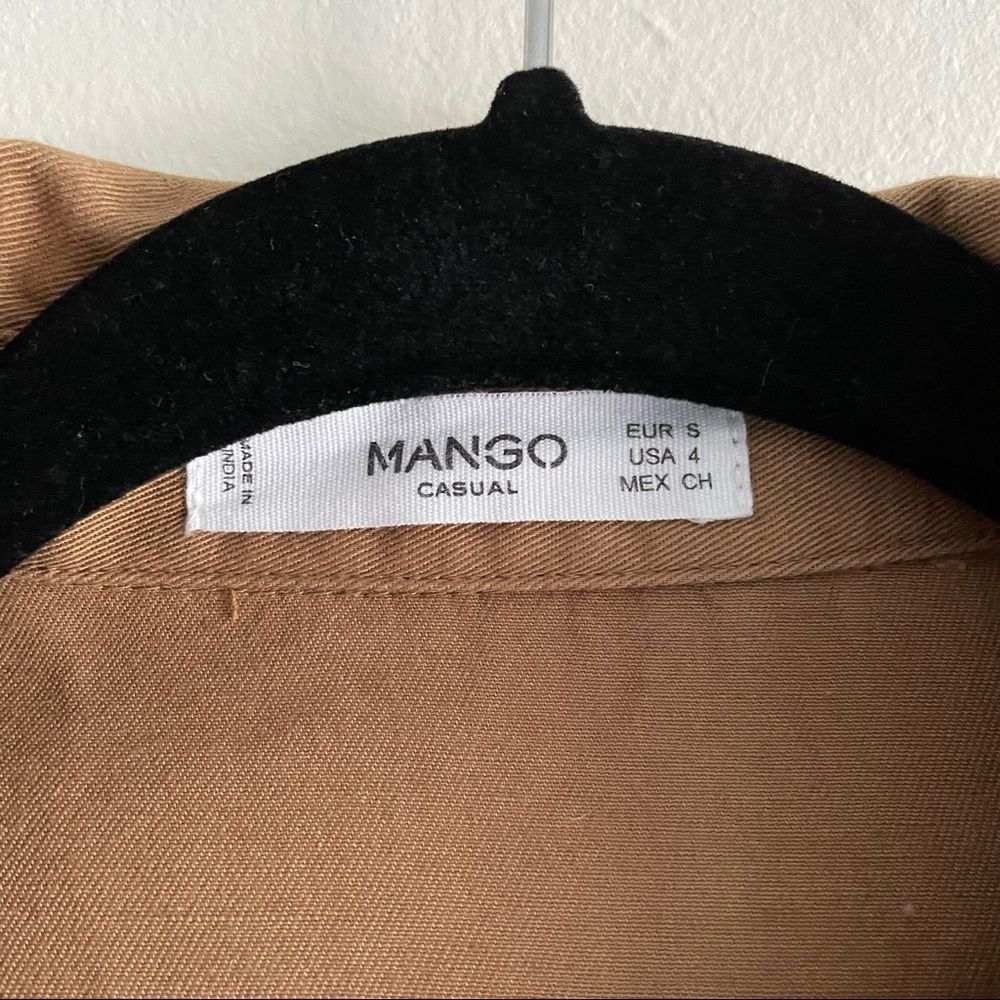 NWOT MANGO Casual Brown Cropped Embroidered Shirt - Picture 4 of 7